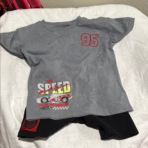 Gray and Black 'I Am Speed' Cars T-Shirt and Shorts Set